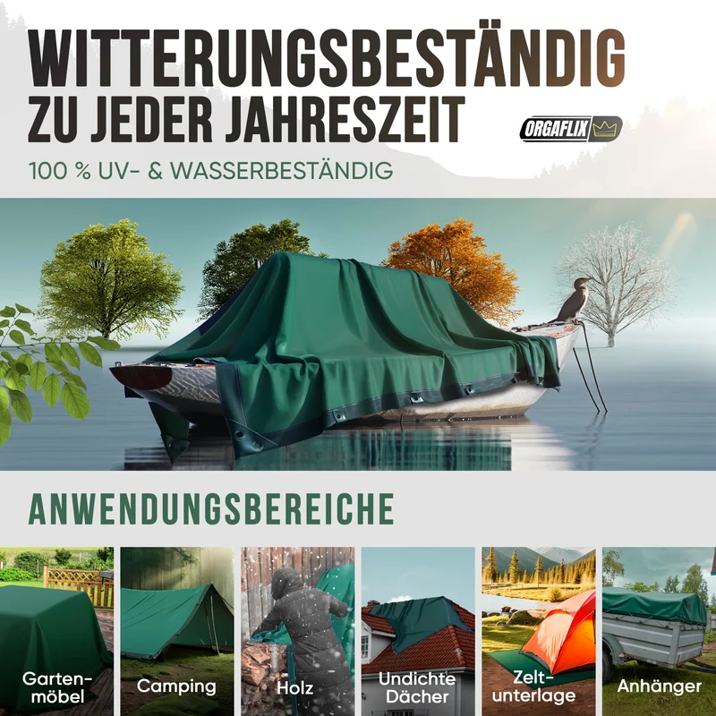 ORGAFLIX Premium Gewebeplane – 4x6m Wasserdicht & UV-beständig