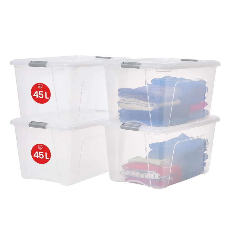 Iris Ohyama NTB-45 Aufbewahrungsboxen - 45L 4er-Set Silber