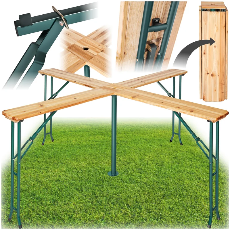 tectake® Stehtisch Quattro XXL Klapptisch - Holz outdoor