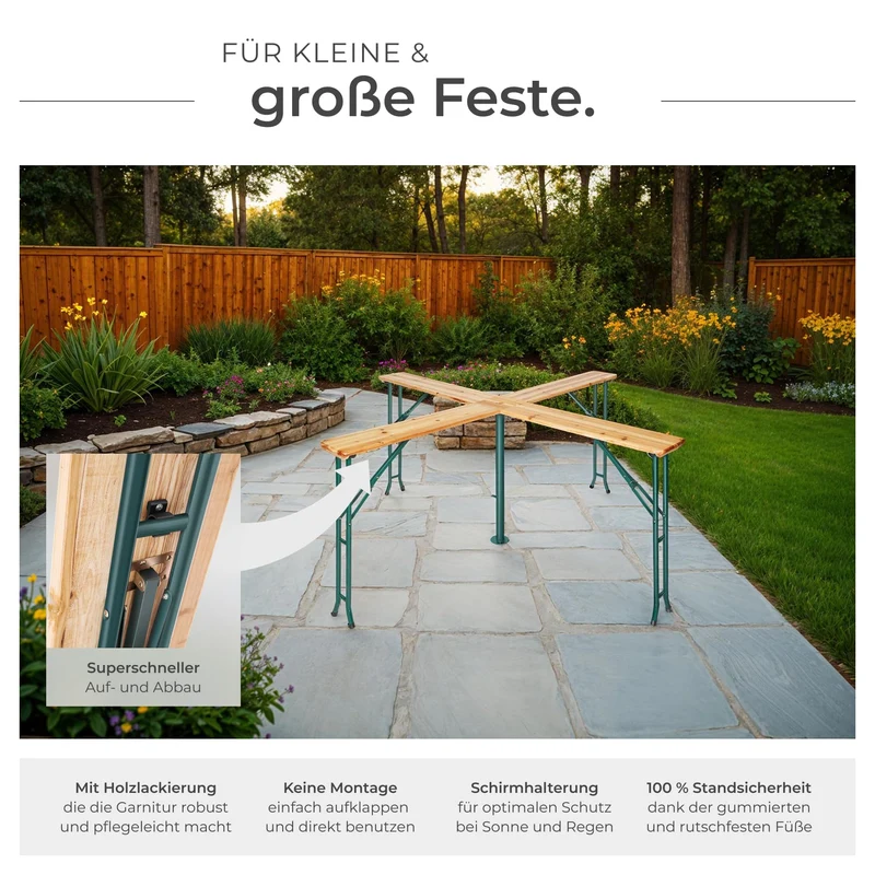 tectake® Stehtisch Quattro XXL Klapptisch - Holz outdoor