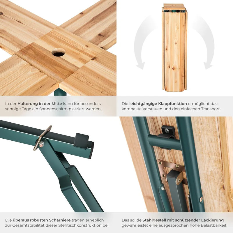 tectake® Stehtisch Quattro XXL Klapptisch - Holz outdoor