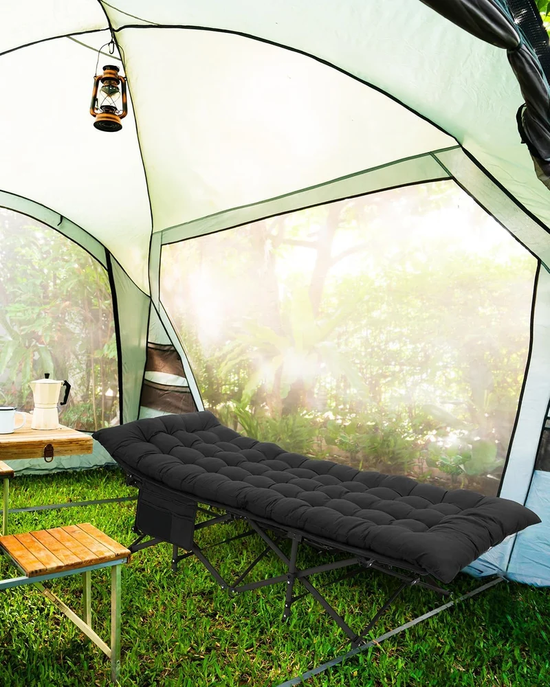 Sportneer Feldbett mit Matratze – Camping- & Gästebett Schwarz
