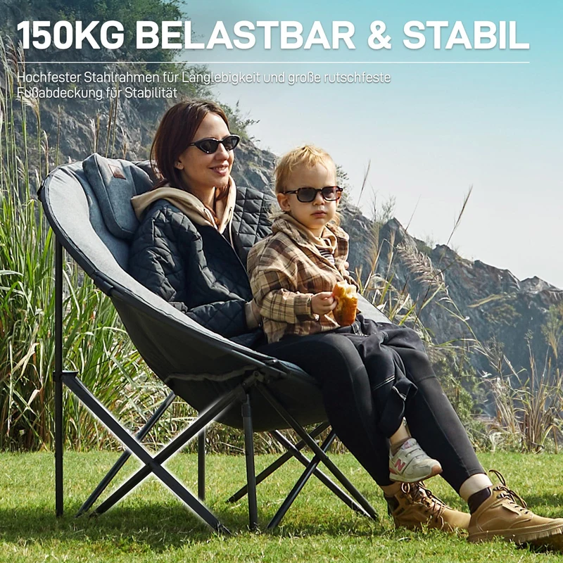 EVER ADVANCED Luxus Moonchair XXL Campingstuhl - Grau