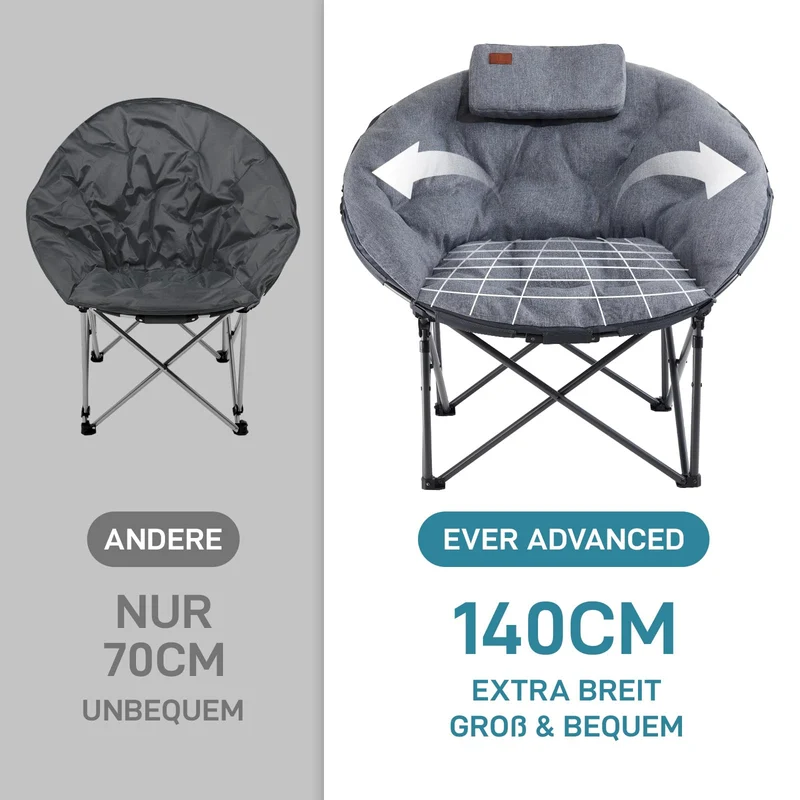 EVER ADVANCED Luxus Moonchair XXL Campingstuhl - Grau