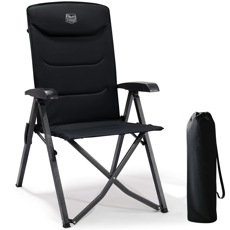 TIMBER RIDGE Campingstuhl Faltbar Alu Hohe Lehne Schwarz