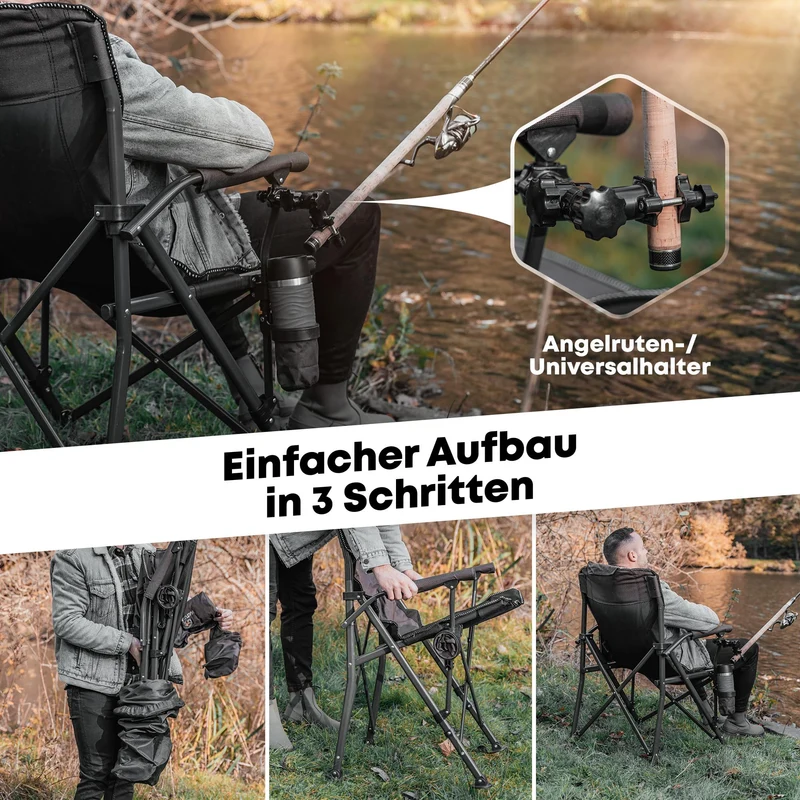 Naturkönig® Campingstuhl Faltbar Braun – Gross, bis 160 kg