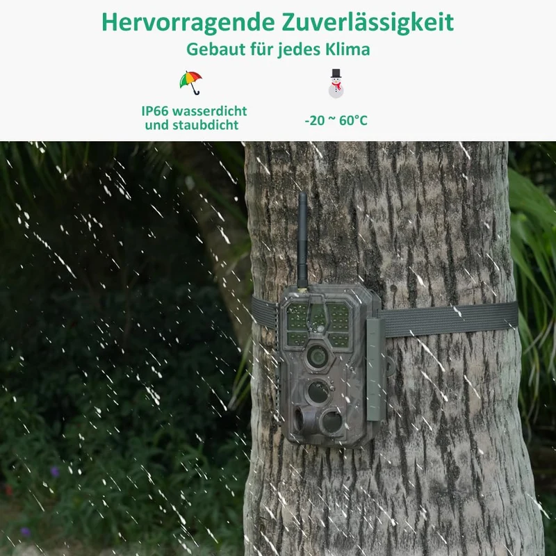 GardePro E8 Wildkamera WLAN – 64MP 1296P Video mit App