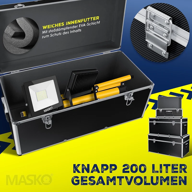 Masko® 3er SET Alu Boxen – Robuste Transport- & Lagerkisten
