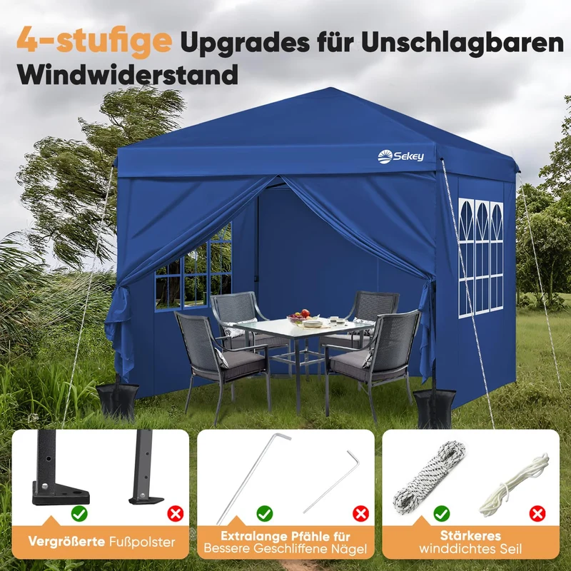 Sekey Premium Pop Up Faltpavillon 3x3 m – Wasserdicht Navy