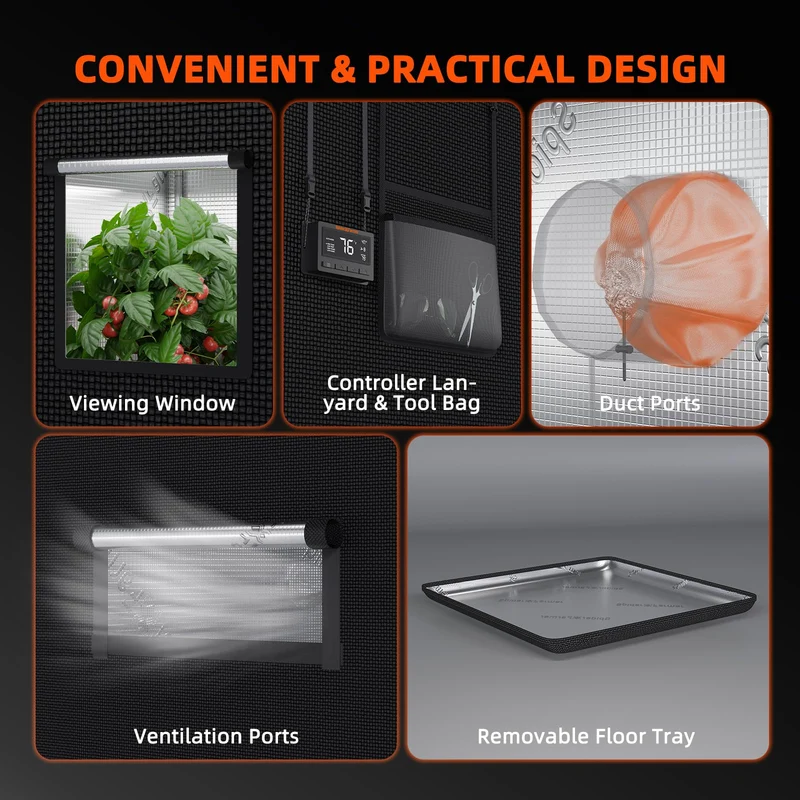 Spider Farmer Indoor Growzelt Licht- & Wasserdicht - 70x140x200cm