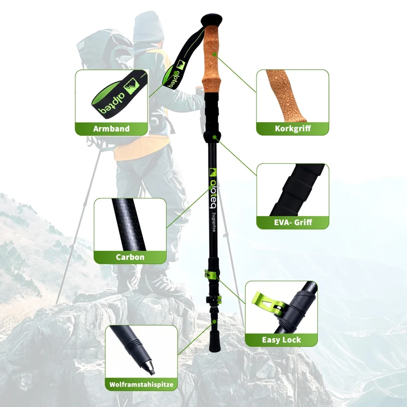 Alpteq Zugspitze Ultraleichte Carbon Trekkingstöcke – Grün