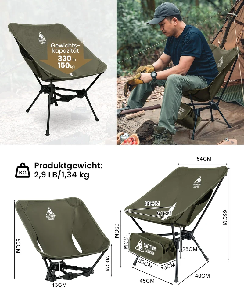OneTigris TIGERBLADE Campingstuhl ultraleicht - Ranger Grün