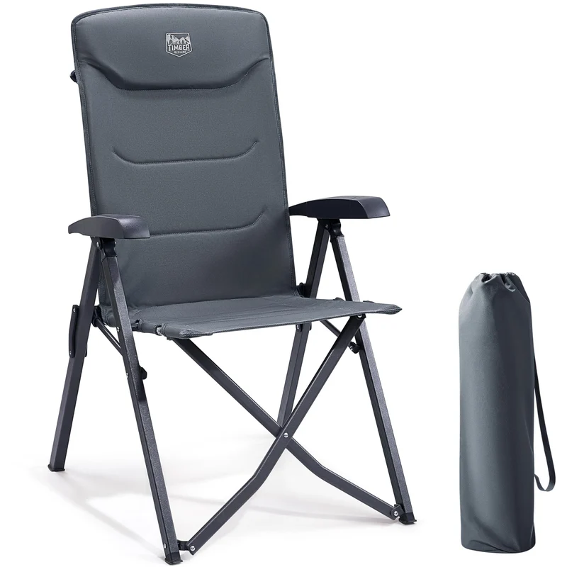 TIMBER RIDGE Campingstuhl Faltbar Alu Verstelllehne – Grau