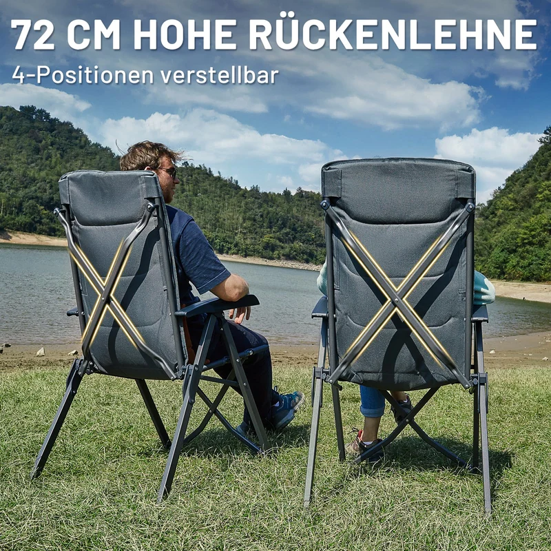 TIMBER RIDGE Campingstuhl Faltbar Alu Verstelllehne – Grau