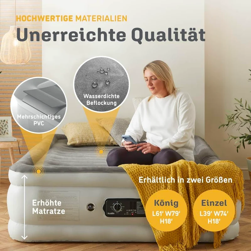 Huddle Luxury Never Deflate King-Luftbett – Integrierte Pumpe