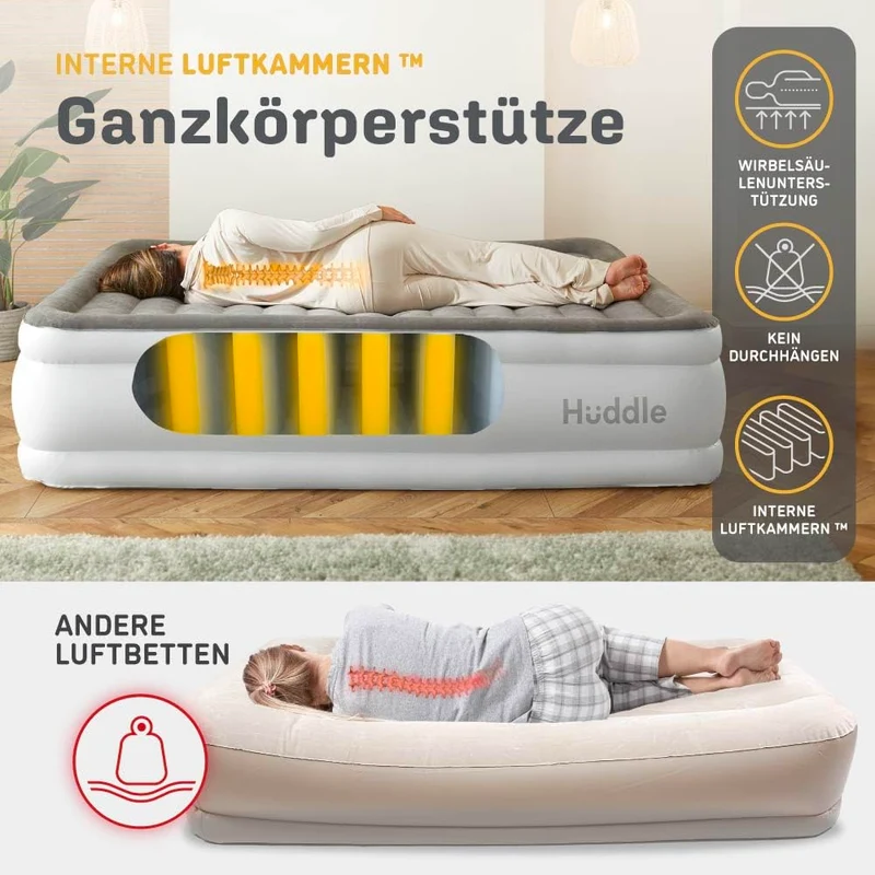 Huddle Luxury Never Deflate King-Luftbett – Integrierte Pumpe