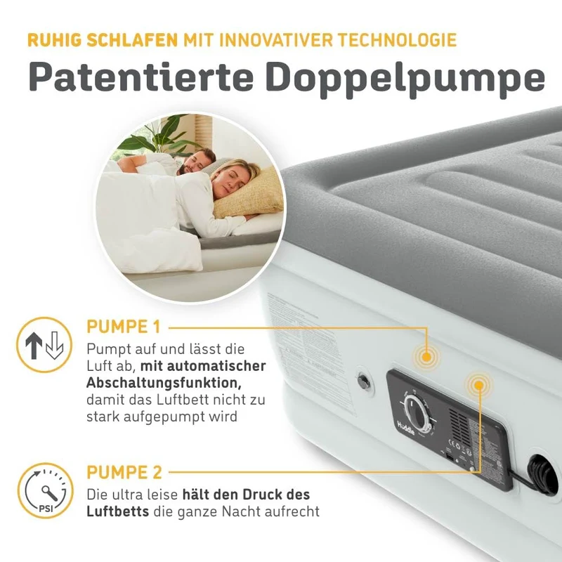 Huddle Luxury Never Deflate King-Luftbett – Integrierte Pumpe