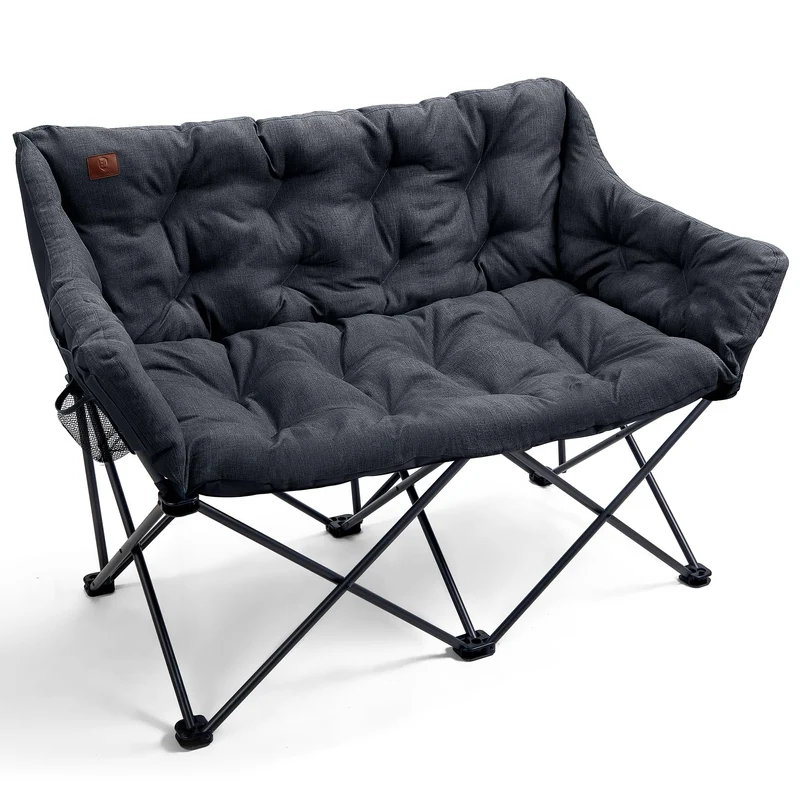 EVER ADVANCED Campingstuhl Faltsofa 2-Sitzer XXL - Schwarz