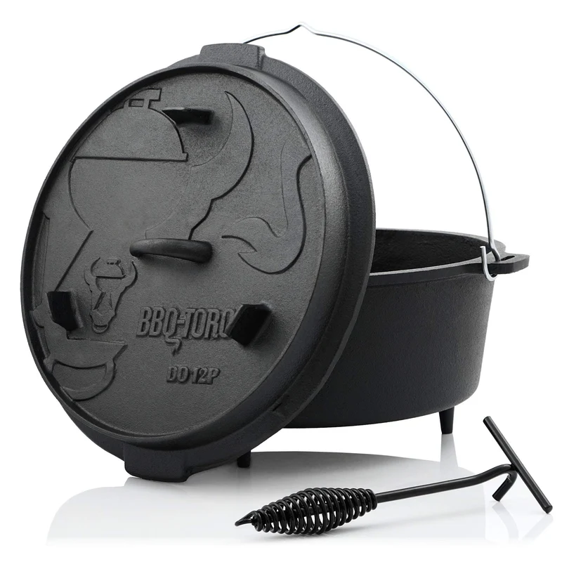BBQ-Toro Dutch Oven Premium DO12P Gusseisen Topf 13.6L eingebrannt