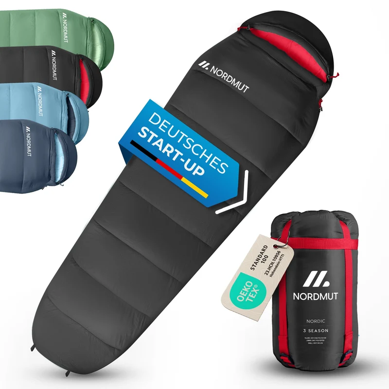 NORDMUT® Mumienschlafsack Ultraleicht 3-Jahreszeiten – 250 GSM