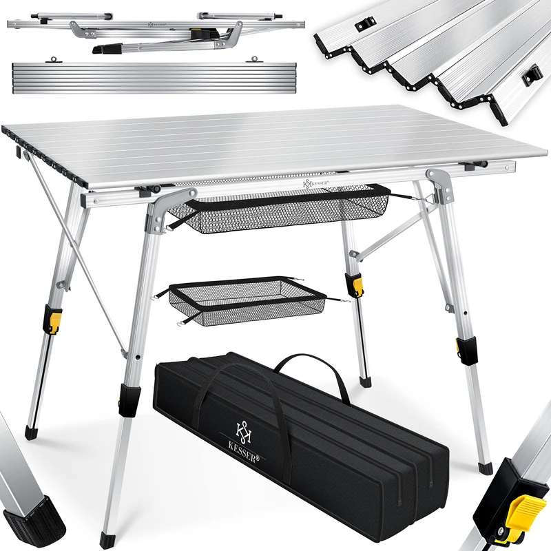 KESSER Camping Falttisch aufrollbar 120x70cm - Silber