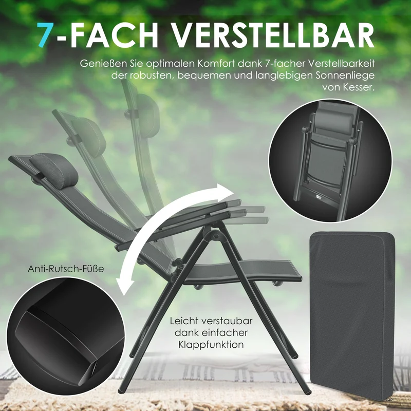 KESSER® 2er Set Gartenstuhl Hochlehner Klappstuhl Alu Anthrazit