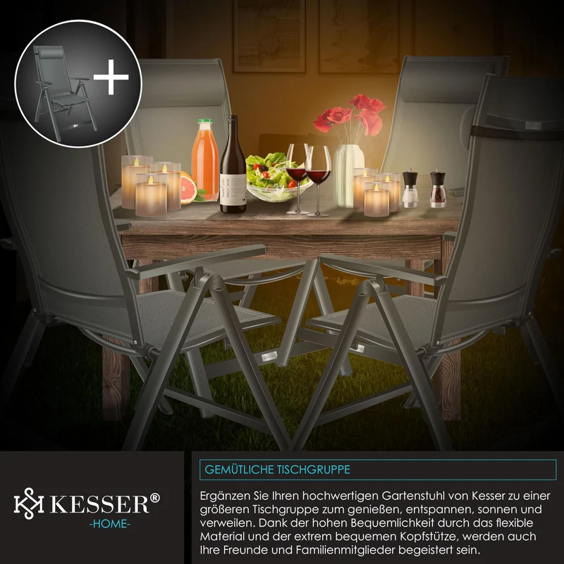 KESSER® 2er Set Gartenstuhl Hochlehner Klappstuhl Alu Anthrazit
