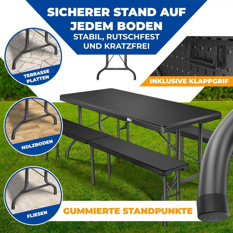 KESSER® Klapptisch Buffettisch Kunststoff 183x76cm Anthrazit