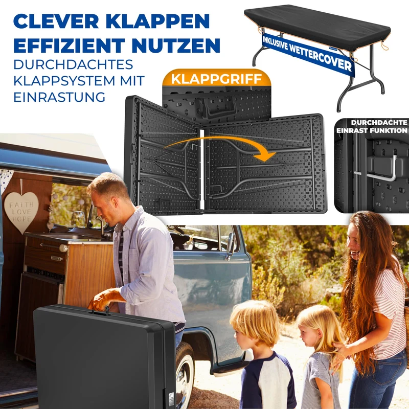 KESSER® Klapptisch Buffettisch Kunststoff 183x76cm Anthrazit