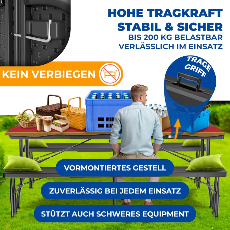 KESSER® Klapptisch Buffettisch Kunststoff 183x76cm Anthrazit