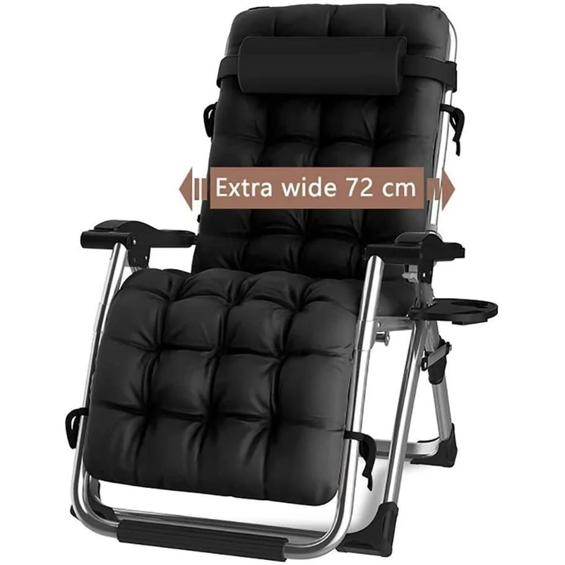 DQCHAIR Sonnenliege Klappbar Gartenliege Extra Gross - Schwarz