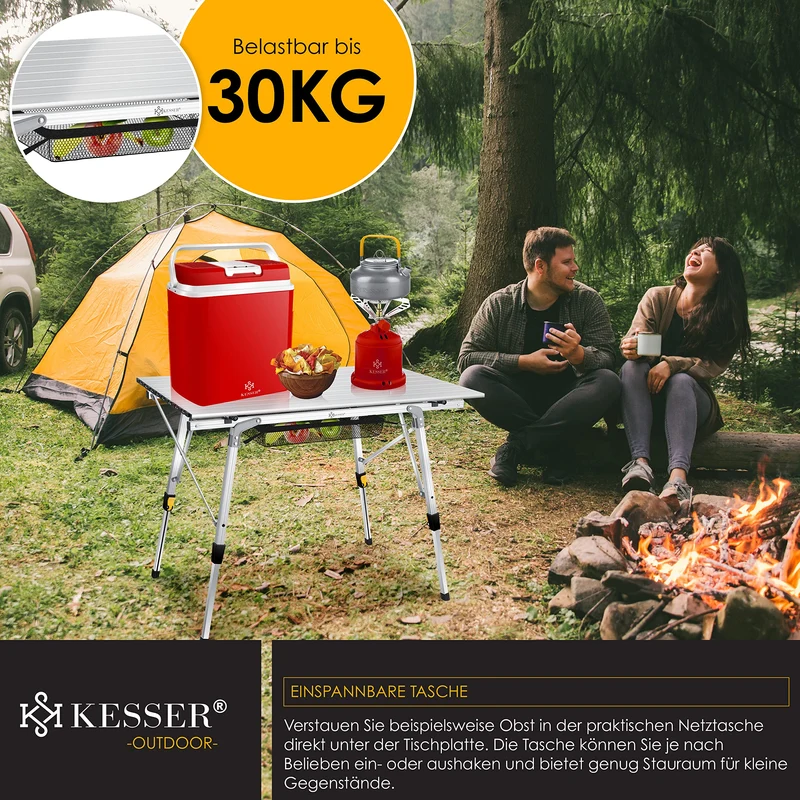 KESSER® Campingtisch faltbar aufrollbar 90x53cm - Silber
