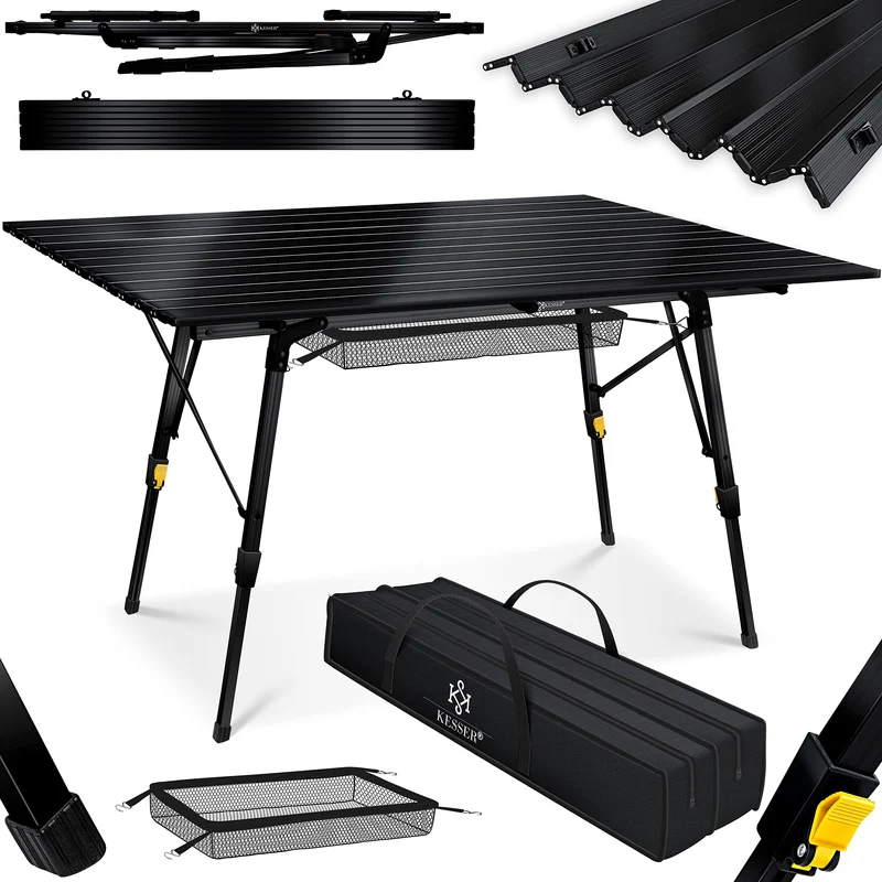 KESSER Campingtisch faltbar 120x70cm – Aluminium Schwarz