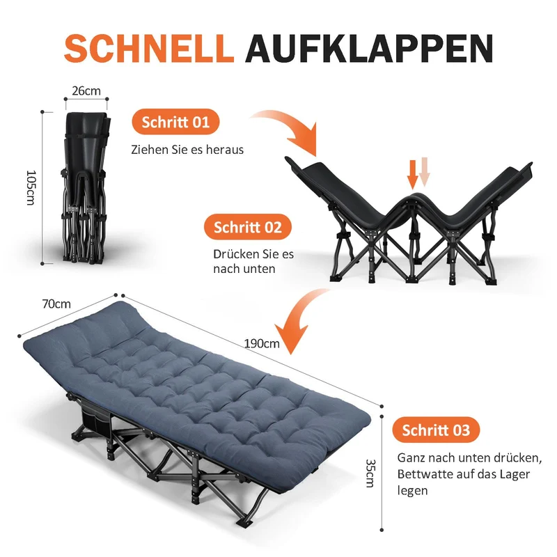 ATORPOK SHOP Campingbett Feldbett Klappbar Gästebett 200kg - Blau