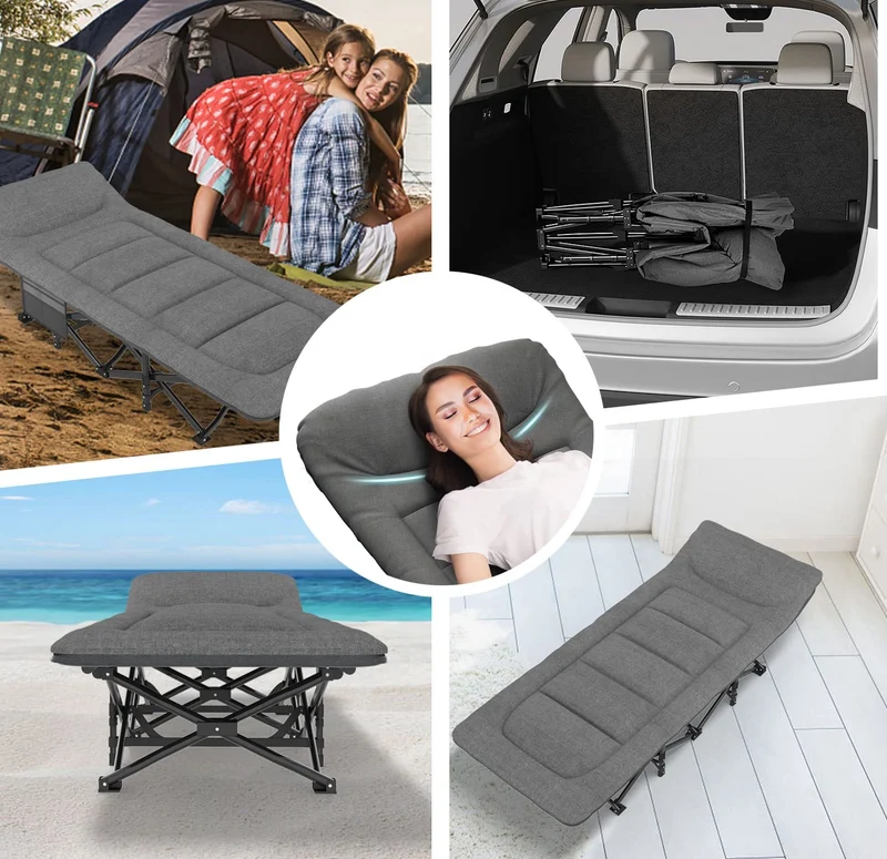 ATORPOK Camping Feldbett klappbar Gästebett – Grau, 200 kg