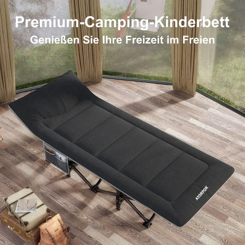 ATORPOK Campingbett Feldbett klappbar extra breit - Schwarz