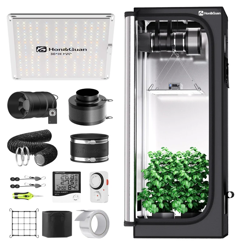 Hon&Guan Growzelt Komplettset HG1000 LED Grow Lampe 60x60x160cm