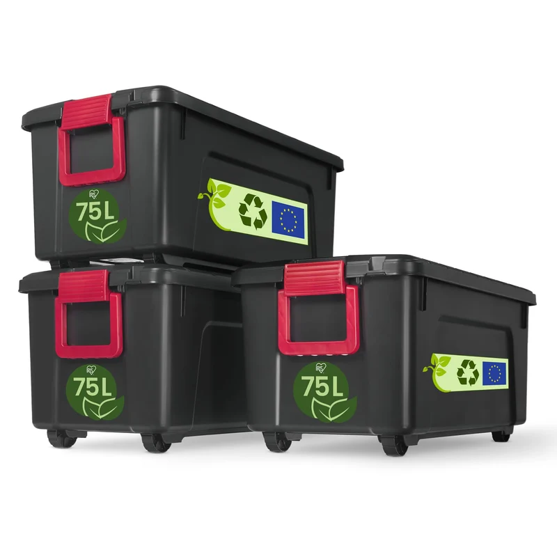 Iris Ohyama SIA-75 Aufbewahrungsbox - 3er-Set Schwarz 75l