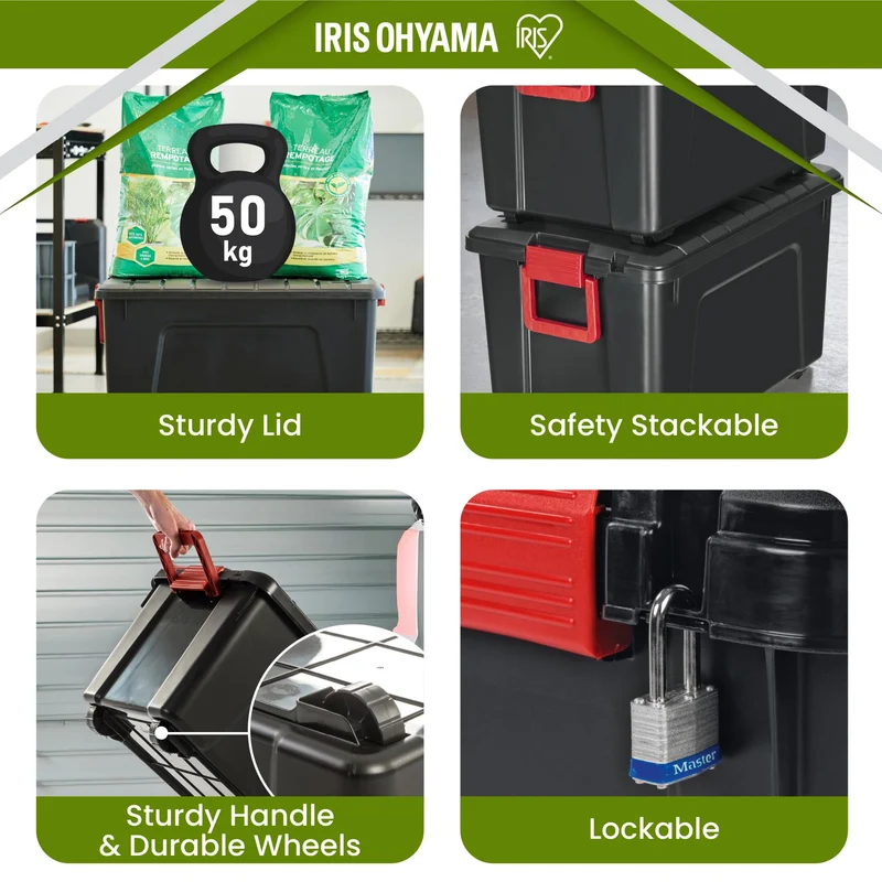 Iris Ohyama SIA-75 Aufbewahrungsbox - 3er-Set Schwarz 75l