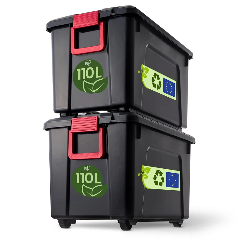Iris Ohyama SIA-110 Kunststoff-Aufbewahrungsbox - 110l 2er-Set Schwarz
