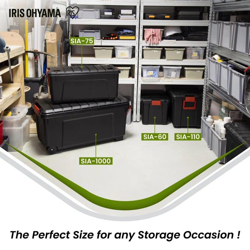 Iris Ohyama SIA-110 Kunststoff-Aufbewahrungsbox - 110l 2er-Set Schwarz