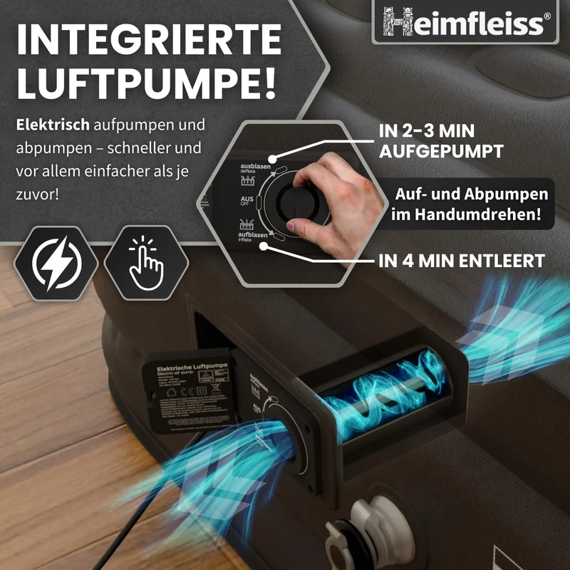 Heimfleiss® Luftmatratze selbstaufblasend 2 Personen 150x200 cm
