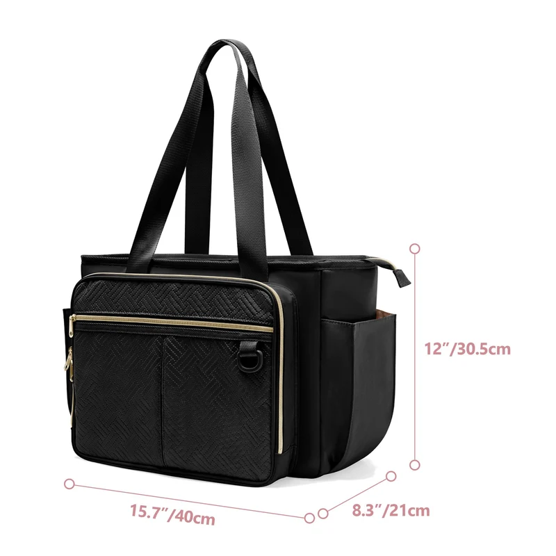 Prokva Lehrertasche mit Akkordeon-Aktenfach - Schwarz