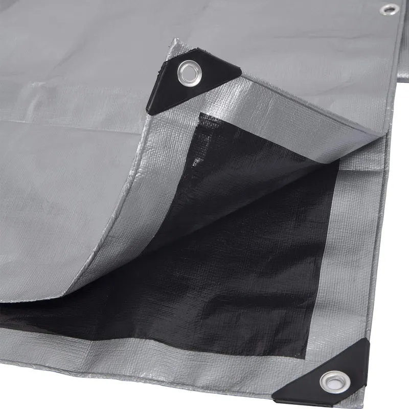 WOLTU Abdeckplane Gewebeplane - 4x8 m Grau-Schwarz 280g/m²