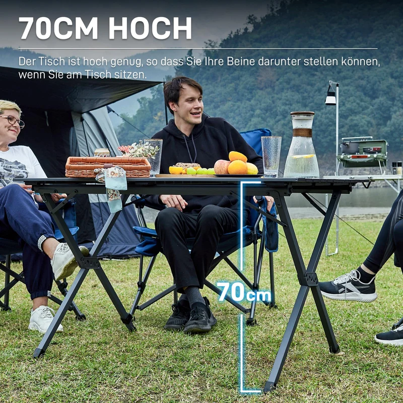 EVER ADVANCED Campingtisch Alu Klappbar - 120x70cm Dunkelgrau