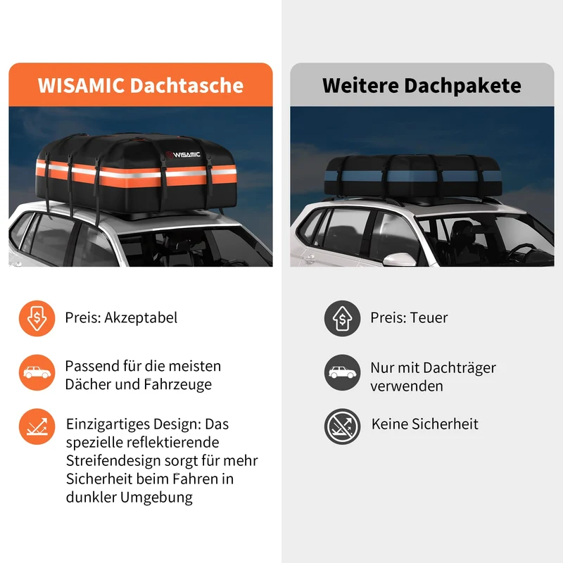Wisamic faltbare Dachbox für Auto, Van, SUV – 595L, wasserdicht