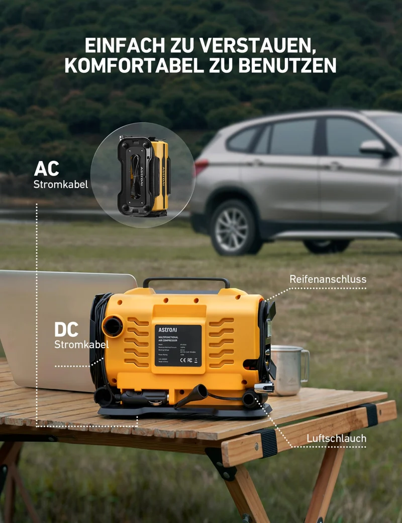 AstroAI Kompressor Multifunktional - 12V/230V Dual Power