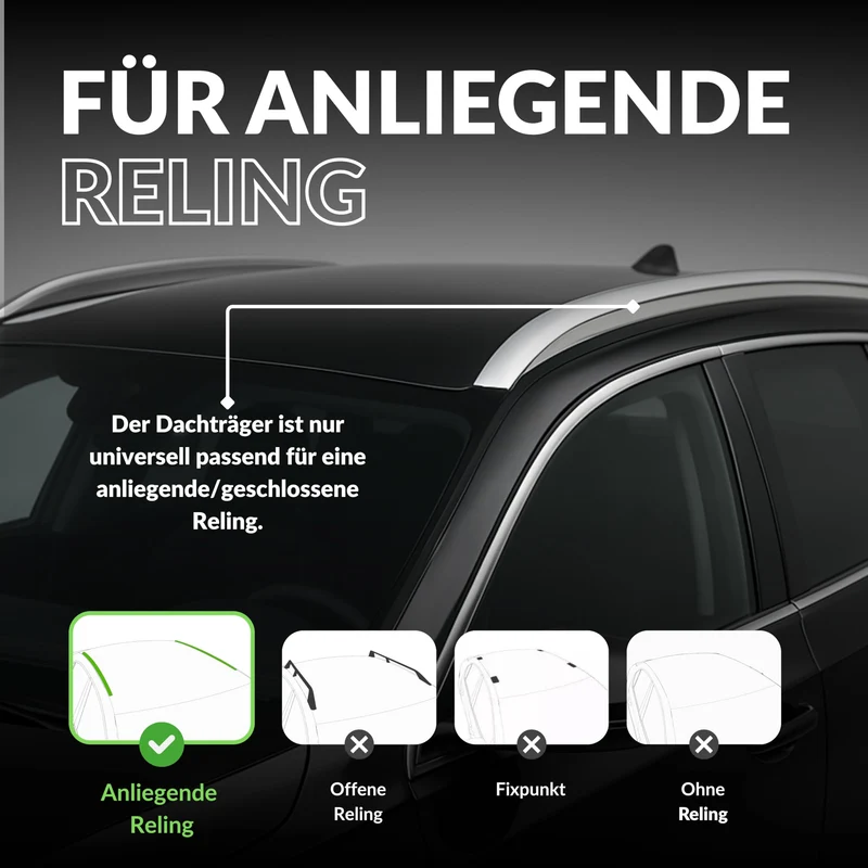 Owen Dachträger 3.0 Pro - Schwarz 120cm für geschlossene Reling