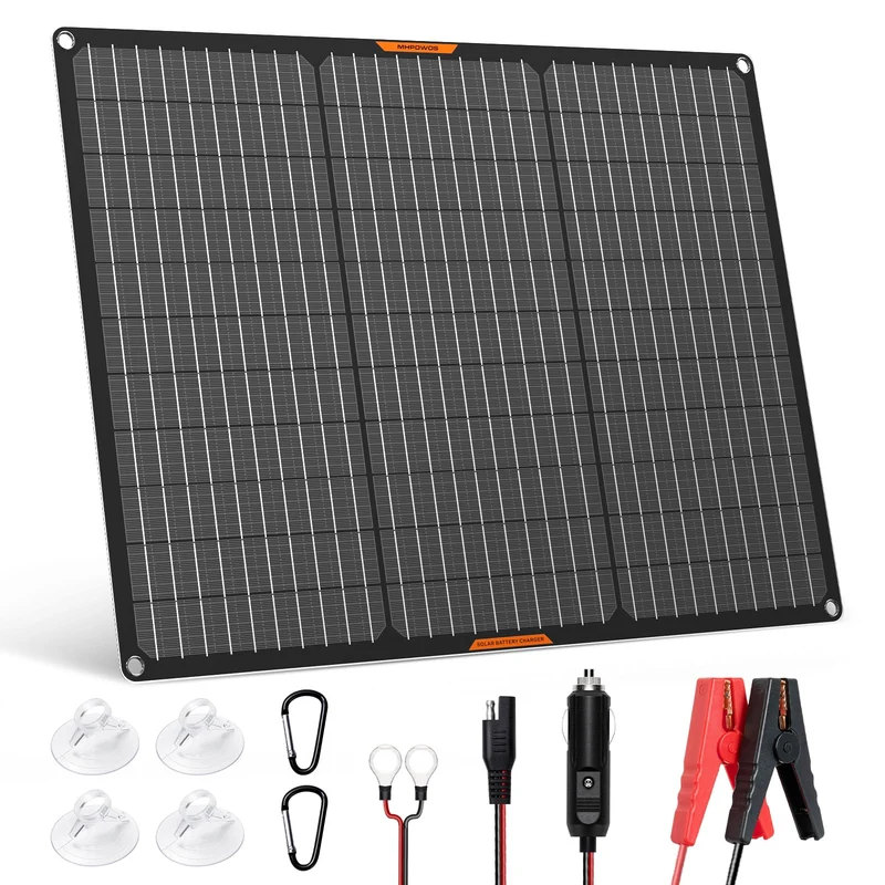 MHPOWOS Solar-Panel 50W 12V Autobatterie-Ladegerät - Portable