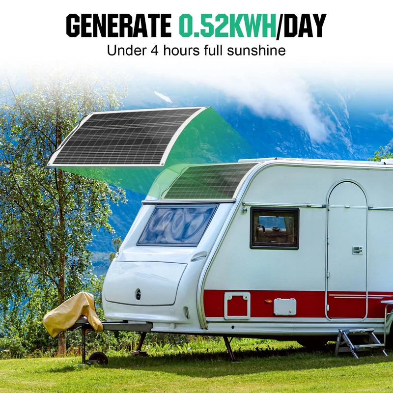 ECO-WORTHY 130W 12V Flexibles Solarpanel - Monokristallin